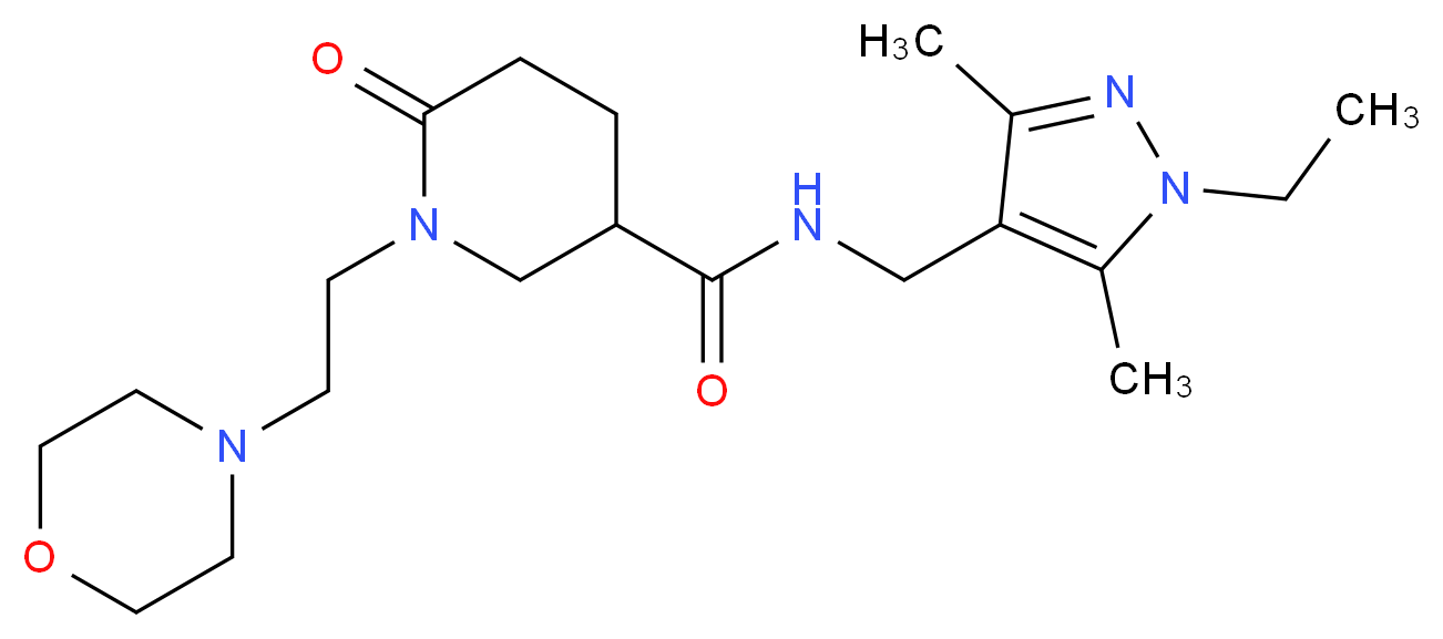 N-[(1-ethyl-3,5-dimethyl-1H-pyrazol-4-yl)methyl]-1-[2-(4-morpholinyl)ethyl]-6-oxo-3-piperidinecarboxamide_Molecular_structure_CAS_)