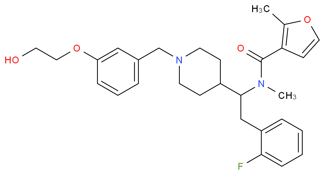 N-(2-(2-fluorophenyl)-1-{1-[3-(2-hydroxyethoxy)benzyl]-4-piperidinyl}ethyl)-N,2-dimethyl-3-furamide_Molecular_structure_CAS_)