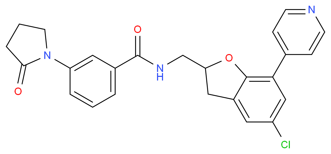 N-{[5-chloro-7-(4-pyridinyl)-2,3-dihydro-1-benzofuran-2-yl]methyl}-3-(2-oxo-1-pyrrolidinyl)benzamide_Molecular_structure_CAS_)