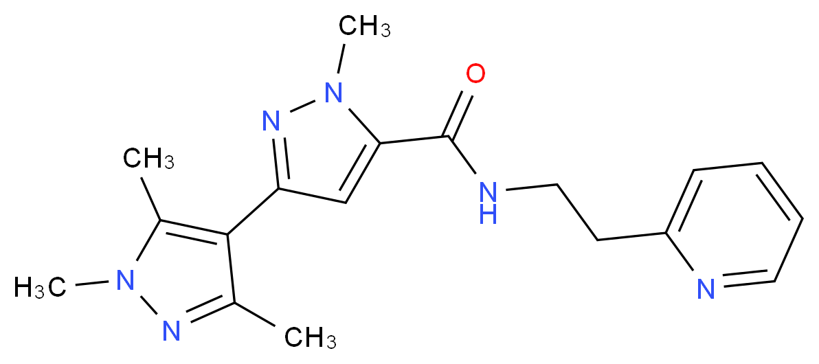 1,1',3',5'-tetramethyl-N-(2-pyridin-2-ylethyl)-1H,1'H-3,4'-bipyrazole-5-carboxamide_Molecular_structure_CAS_)