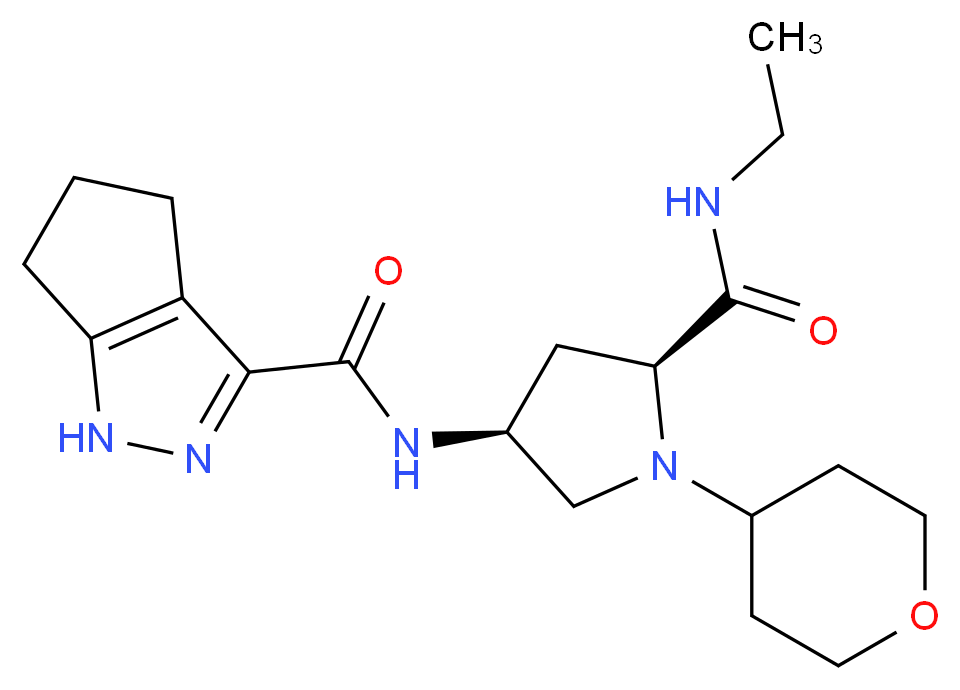 N-[(3S,5S)-5-[(ethylamino)carbonyl]-1-(tetrahydro-2H-pyran-4-yl)pyrrolidin-3-yl]-1,4,5,6-tetrahydrocyclopenta[c]pyrazole-3-carboxamide (non-preferred name)_Molecular_structure_CAS_)