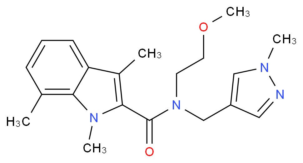 N-(2-methoxyethyl)-1,3,7-trimethyl-N-[(1-methyl-1H-pyrazol-4-yl)methyl]-1H-indole-2-carboxamide_Molecular_structure_CAS_)