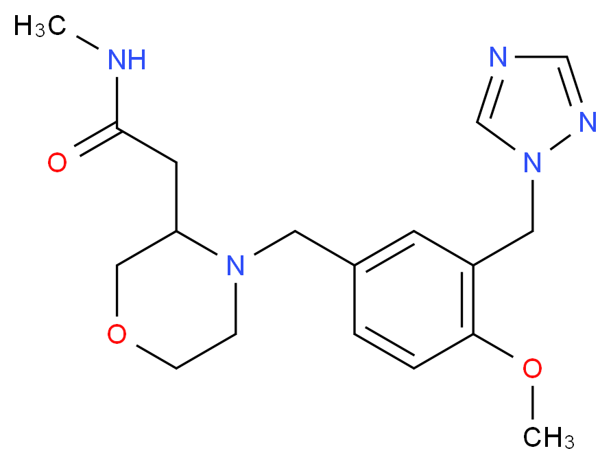 2-{4-[4-methoxy-3-(1H-1,2,4-triazol-1-ylmethyl)benzyl]-3-morpholinyl}-N-methylacetamide_Molecular_structure_CAS_)