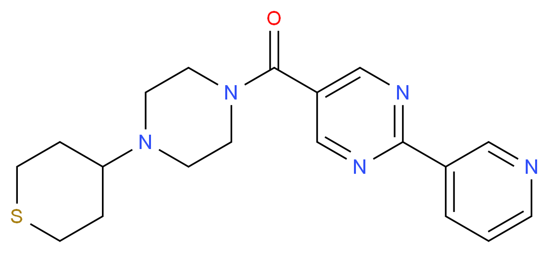 2-pyridin-3-yl-5-{[4-(tetrahydro-2H-thiopyran-4-yl)piperazin-1-yl]carbonyl}pyrimidine_Molecular_structure_CAS_)