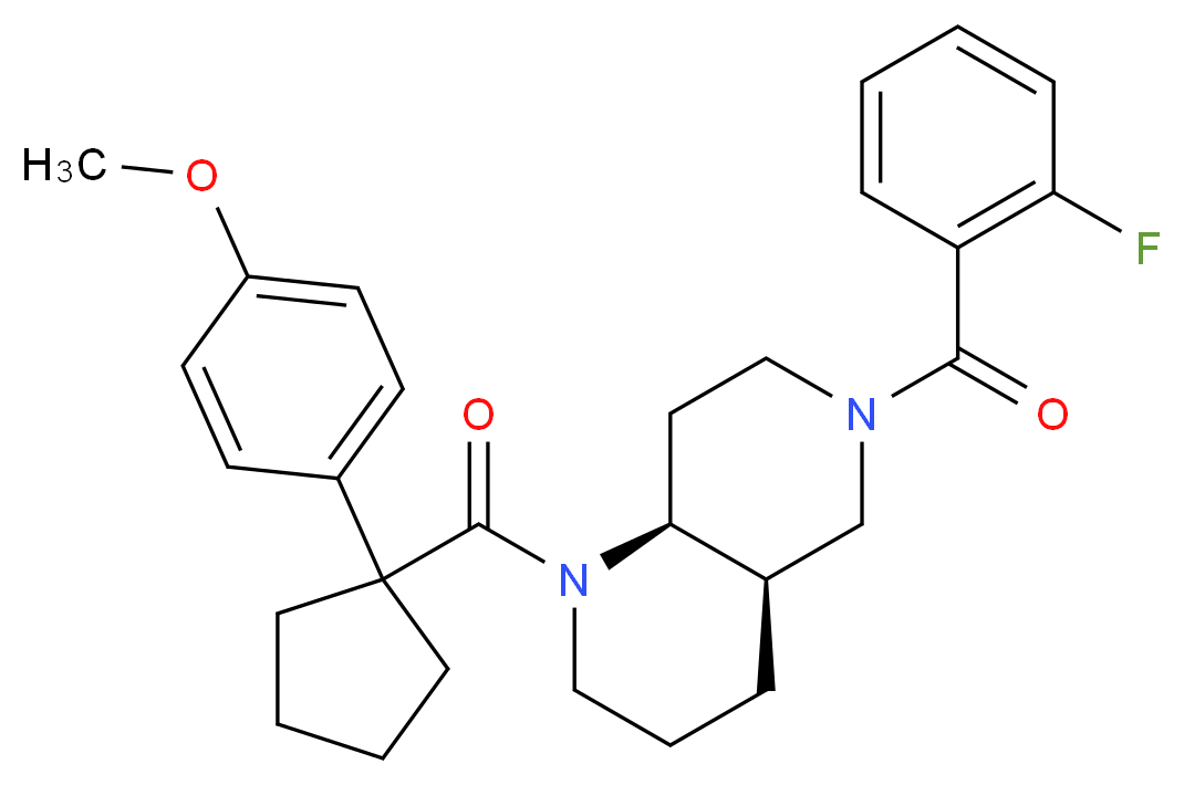 (4aR*,8aS*)-6-(2-fluorobenzoyl)-1-{[1-(4-methoxyphenyl)cyclopentyl]carbonyl}decahydro-1,6-naphthyridine_Molecular_structure_CAS_)