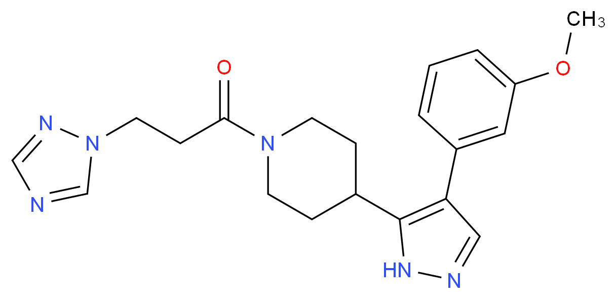 4-[4-(3-methoxyphenyl)-1H-pyrazol-5-yl]-1-[3-(1H-1,2,4-triazol-1-yl)propanoyl]piperidine_Molecular_structure_CAS_)