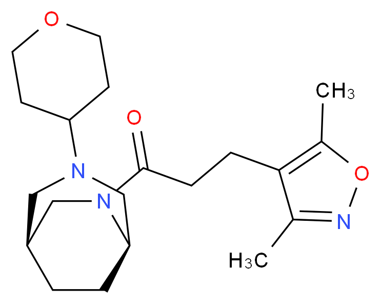 (1S*,5R*)-6-[3-(3,5-dimethyl-4-isoxazolyl)propanoyl]-3-(tetrahydro-2H-pyran-4-yl)-3,6-diazabicyclo[3.2.2]nonane_Molecular_structure_CAS_)