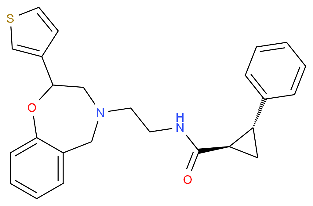 (1R*,2R*)-2-phenyl-N-{2-[2-(3-thienyl)-2,3-dihydro-1,4-benzoxazepin-4(5H)-yl]ethyl}cyclopropanecarboxamide_Molecular_structure_CAS_)
