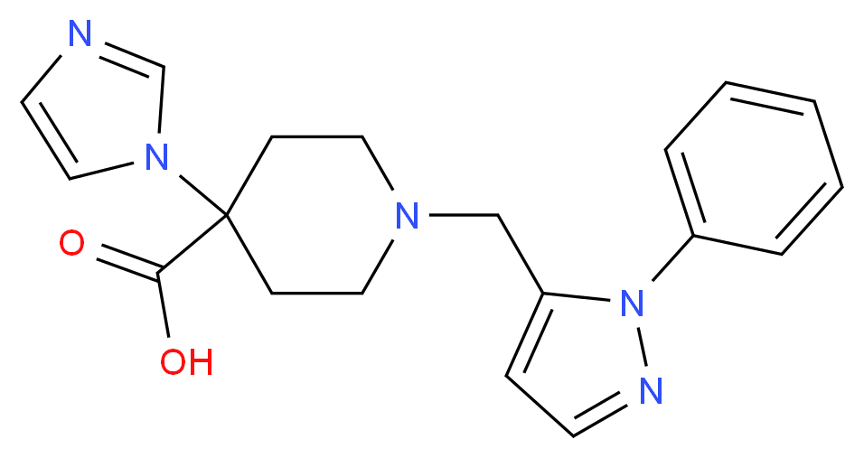 4-(1H-imidazol-1-yl)-1-[(1-phenyl-1H-pyrazol-5-yl)methyl]piperidine-4-carboxylic acid_Molecular_structure_CAS_)