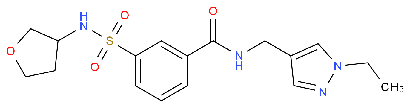 N-[(1-ethyl-1H-pyrazol-4-yl)methyl]-3-[(tetrahydrofuran-3-ylamino)sulfonyl]benzamide_Molecular_structure_CAS_)