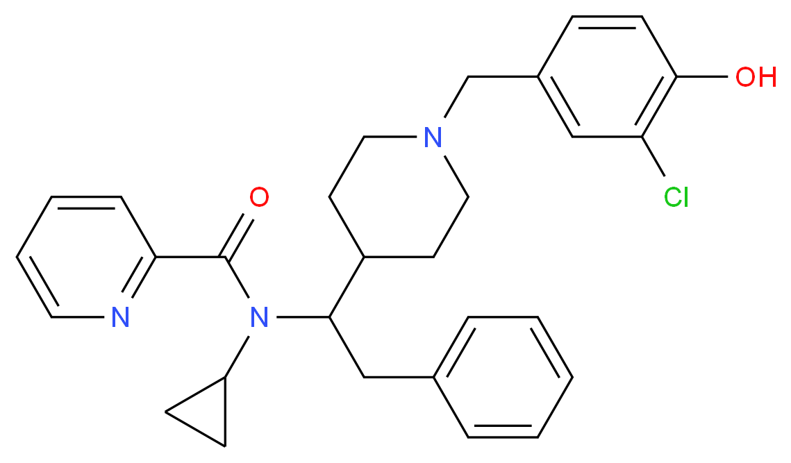N-{1-[1-(3-chloro-4-hydroxybenzyl)-4-piperidinyl]-2-phenylethyl}-N-cyclopropyl-2-pyridinecarboxamide_Molecular_structure_CAS_)