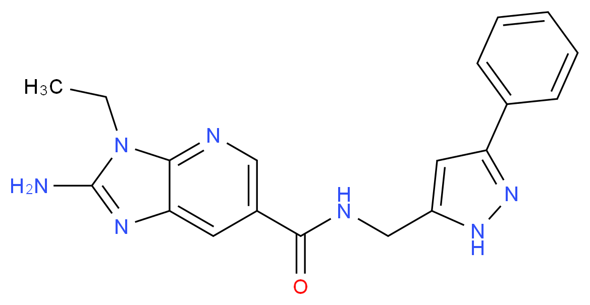 2-amino-3-ethyl-N-[(3-phenyl-1H-pyrazol-5-yl)methyl]-3H-imidazo[4,5-b]pyridine-6-carboxamide_Molecular_structure_CAS_)