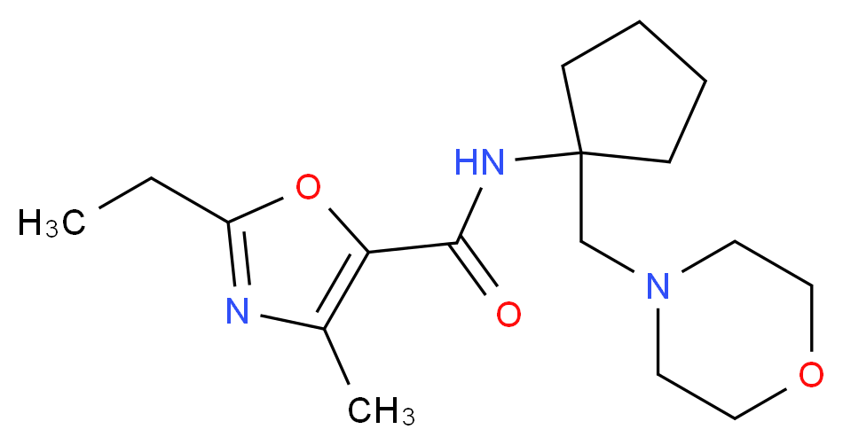 2-ethyl-4-methyl-N-[1-(morpholin-4-ylmethyl)cyclopentyl]-1,3-oxazole-5-carboxamide_Molecular_structure_CAS_)