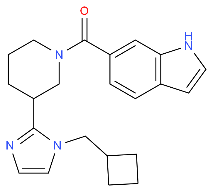 6-({3-[1-(cyclobutylmethyl)-1H-imidazol-2-yl]-1-piperidinyl}carbonyl)-1H-indole_Molecular_structure_CAS_)