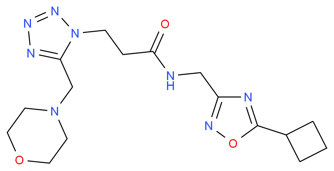 N-[(5-cyclobutyl-1,2,4-oxadiazol-3-yl)methyl]-3-[5-(morpholin-4-ylmethyl)-1H-tetrazol-1-yl]propanamide_Molecular_structure_CAS_)