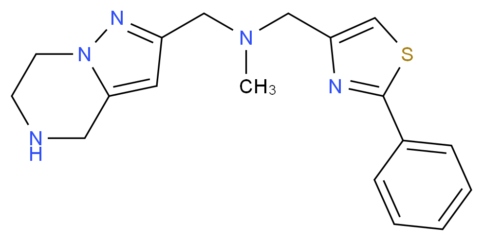 N-methyl-1-(2-phenyl-1,3-thiazol-4-yl)-N-(4,5,6,7-tetrahydropyrazolo[1,5-a]pyrazin-2-ylmethyl)methanamine_Molecular_structure_CAS_)