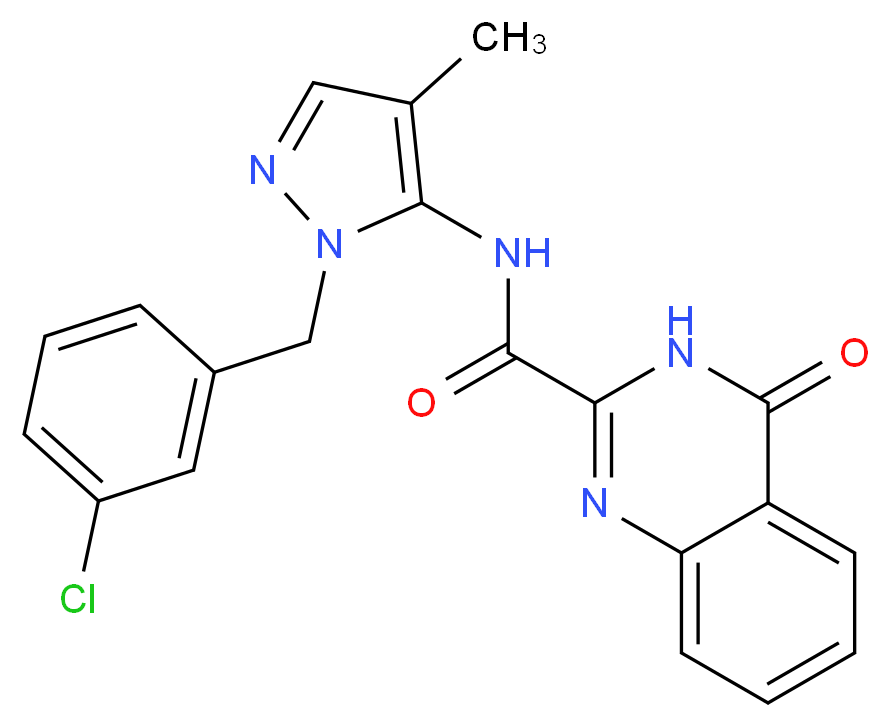 N-[1-(3-chlorobenzyl)-4-methyl-1H-pyrazol-5-yl]-4-oxo-3,4-dihydroquinazoline-2-carboxamide_Molecular_structure_CAS_)