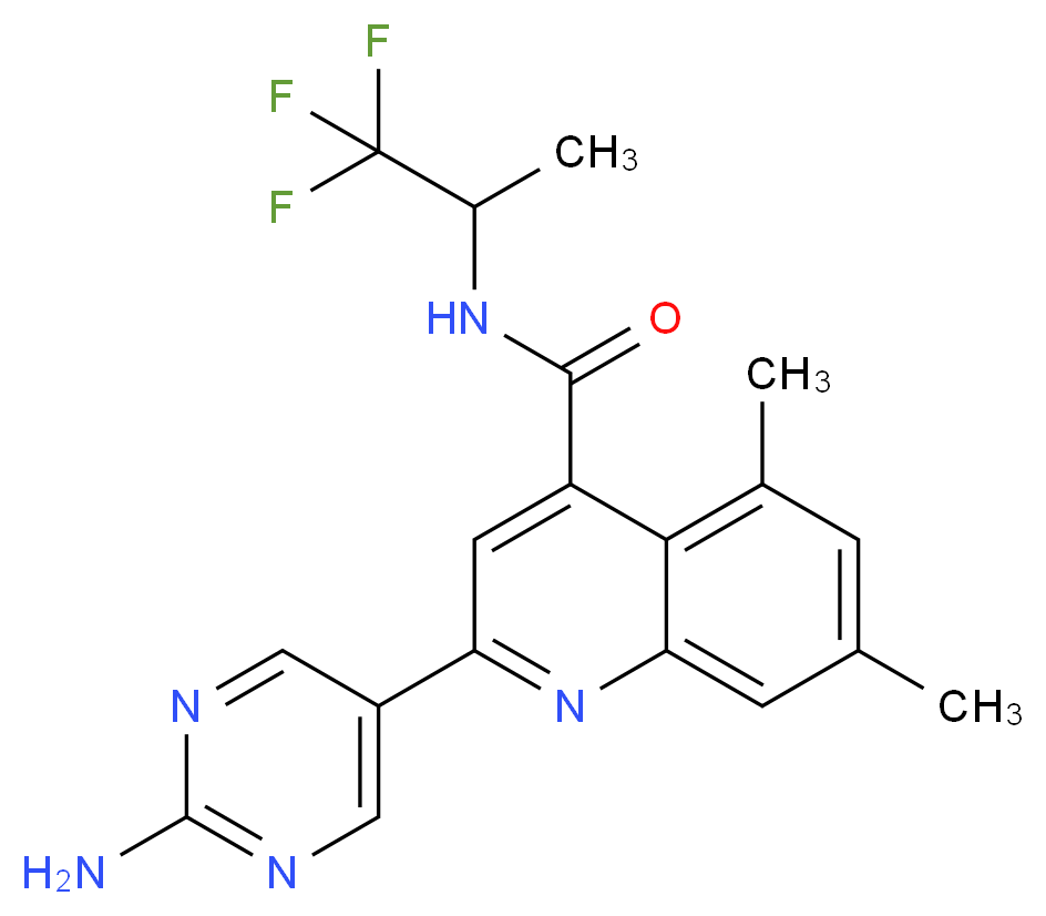 2-(2-aminopyrimidin-5-yl)-5,7-dimethyl-N-(2,2,2-trifluoro-1-methylethyl)quinoline-4-carboxamide_Molecular_structure_CAS_)