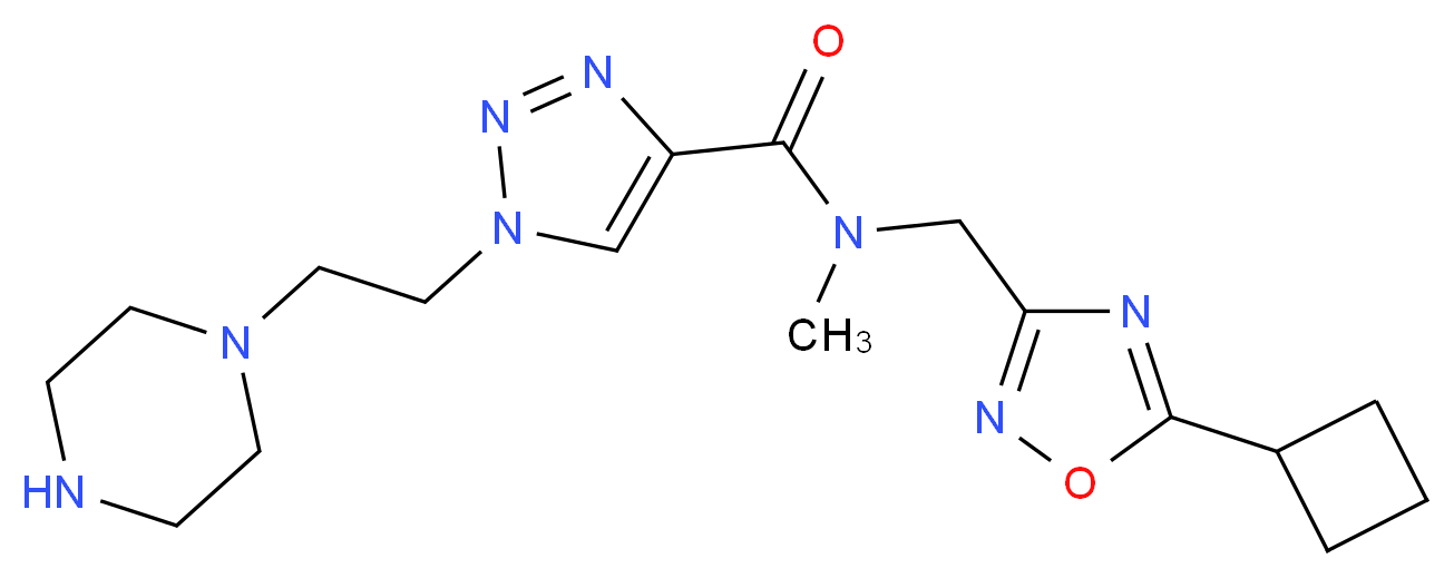 N-[(5-cyclobutyl-1,2,4-oxadiazol-3-yl)methyl]-N-methyl-1-(2-piperazin-1-ylethyl)-1H-1,2,3-triazole-4-carboxamide_Molecular_structure_CAS_)