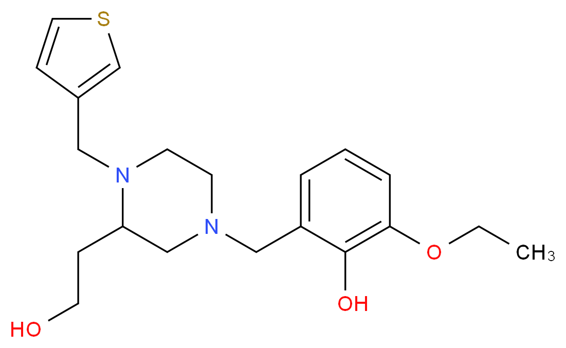 2-ethoxy-6-{[3-(2-hydroxyethyl)-4-(3-thienylmethyl)-1-piperazinyl]methyl}phenol_Molecular_structure_CAS_)