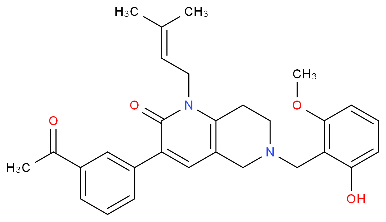 3-(3-acetylphenyl)-6-(2-hydroxy-6-methoxybenzyl)-1-(3-methyl-2-buten-1-yl)-5,6,7,8-tetrahydro-1,6-naphthyridin-2(1H)-one_Molecular_structure_CAS_)