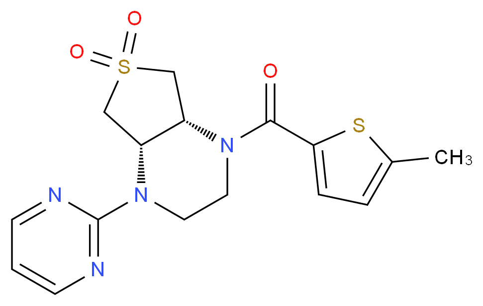 (4aS*,7aR*)-1-[(5-methyl-2-thienyl)carbonyl]-4-pyrimidin-2-yloctahydrothieno[3,4-b]pyrazine 6,6-dioxide_Molecular_structure_CAS_)