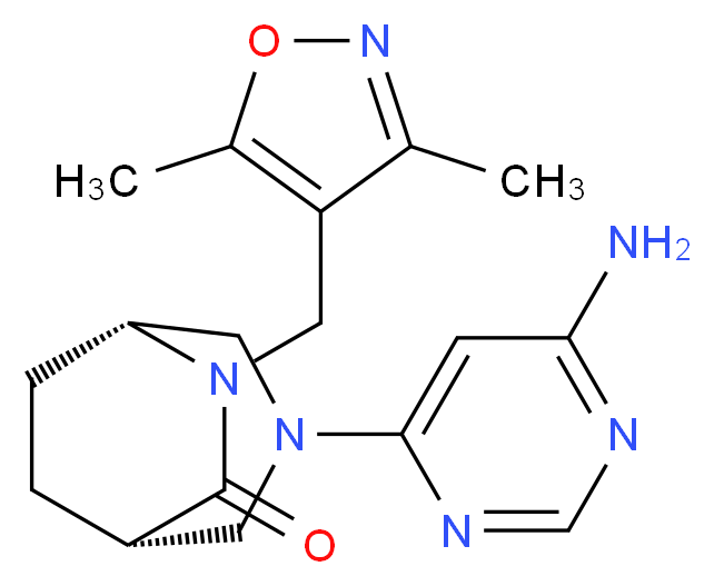 (1S*,5R*)-3-(6-amino-4-pyrimidinyl)-6-[(3,5-dimethyl-4-isoxazolyl)methyl]-3,6-diazabicyclo[3.2.2]nonan-7-one_Molecular_structure_CAS_)