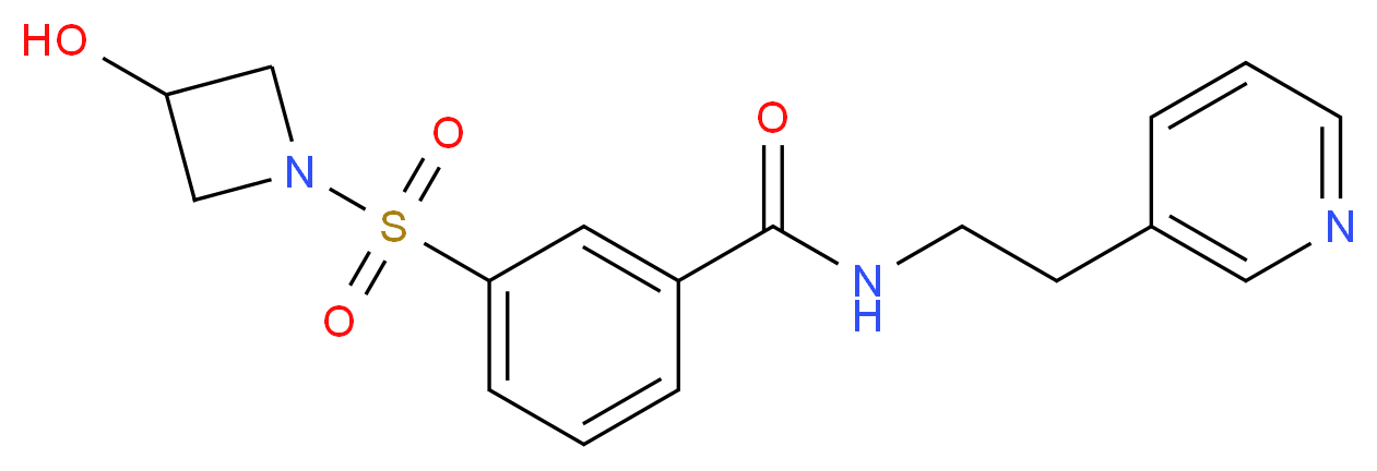3-[(3-hydroxyazetidin-1-yl)sulfonyl]-N-(2-pyridin-3-ylethyl)benzamide_Molecular_structure_CAS_)