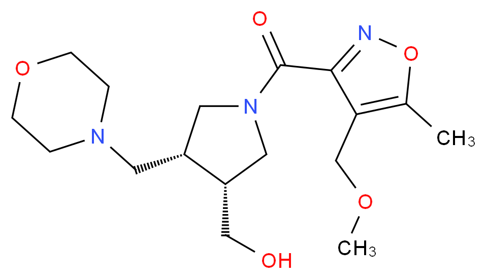 [(3R*,4R*)-1-{[4-(methoxymethyl)-5-methyl-3-isoxazolyl]carbonyl}-4-(4-morpholinylmethyl)-3-pyrrolidinyl]methanol_Molecular_structure_CAS_)