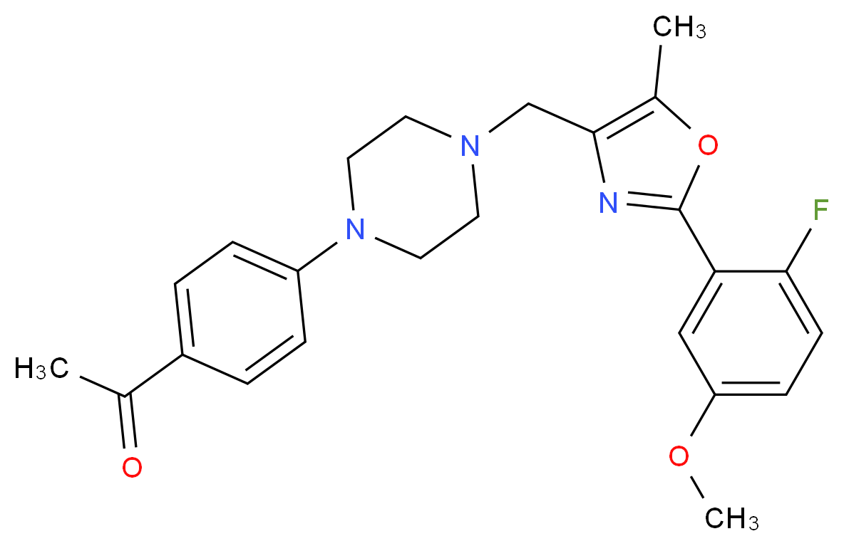 1-[4-(4-{[2-(2-fluoro-5-methoxyphenyl)-5-methyl-1,3-oxazol-4-yl]methyl}-1-piperazinyl)phenyl]ethanone_Molecular_structure_CAS_)