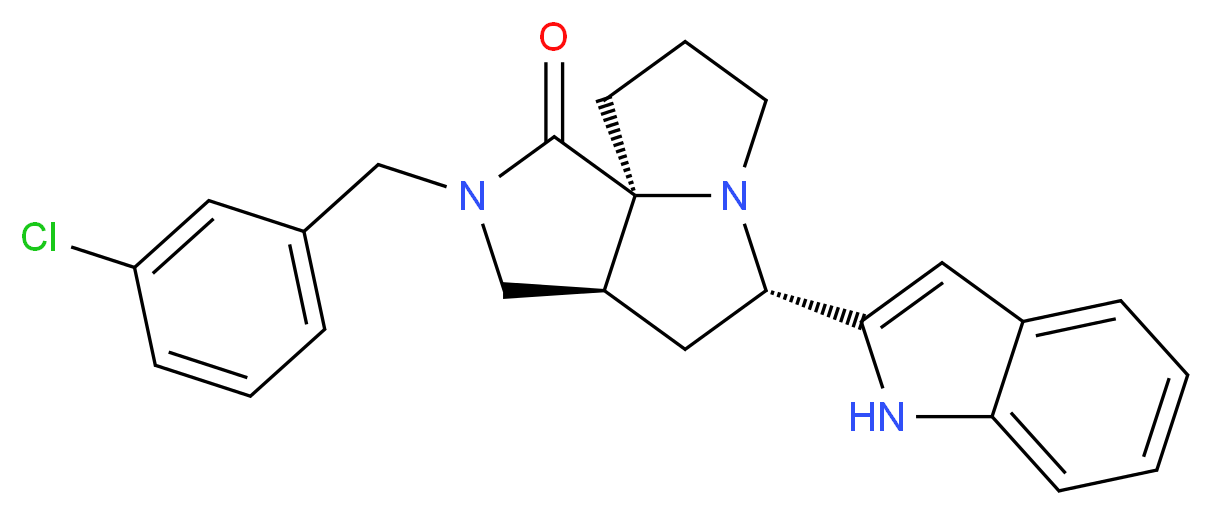 (3aS*,5S*,9aS*)-2-(3-chlorobenzyl)-5-(1H-indol-2-yl)hexahydro-7H-pyrrolo[3,4-g]pyrrolizin-1(2H)-one_Molecular_structure_CAS_)