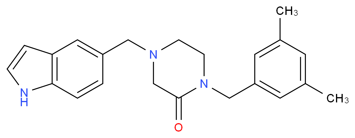 1-(3,5-dimethylbenzyl)-4-(1H-indol-5-ylmethyl)-2-piperazinone_Molecular_structure_CAS_)
