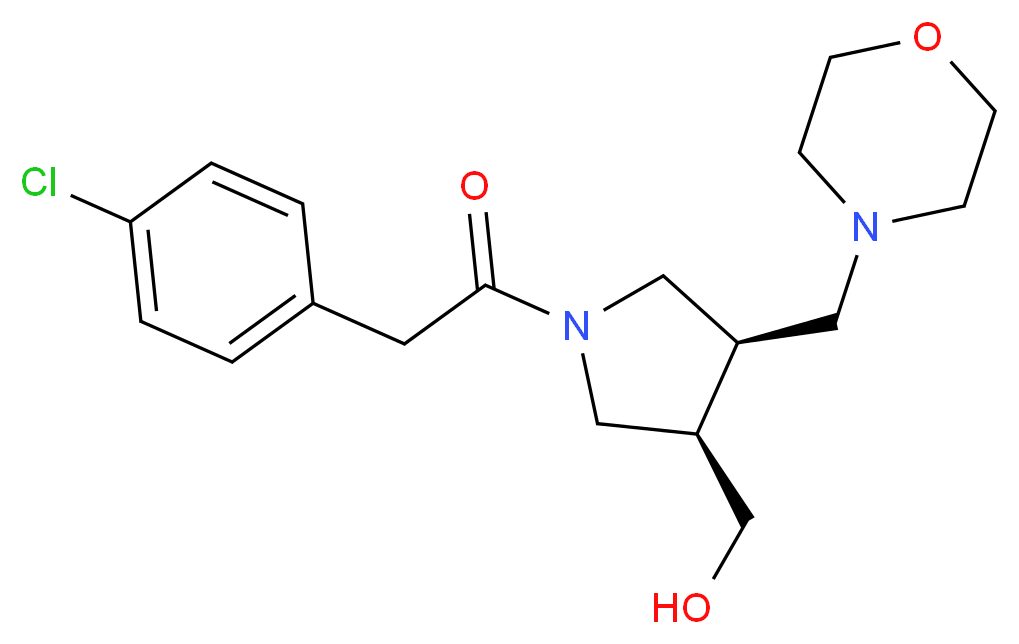 [(3R*,4R*)-1-[(4-chlorophenyl)acetyl]-4-(4-morpholinylmethyl)-3-pyrrolidinyl]methanol_Molecular_structure_CAS_)