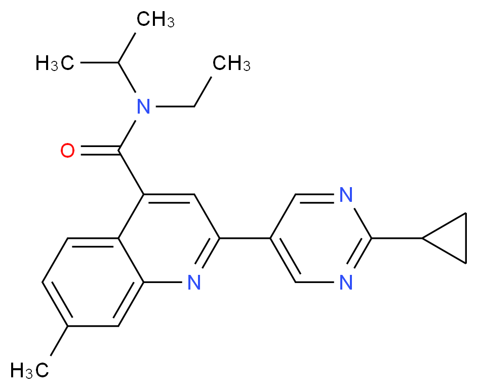 2-(2-cyclopropylpyrimidin-5-yl)-N-ethyl-N-isopropyl-7-methylquinoline-4-carboxamide_Molecular_structure_CAS_)