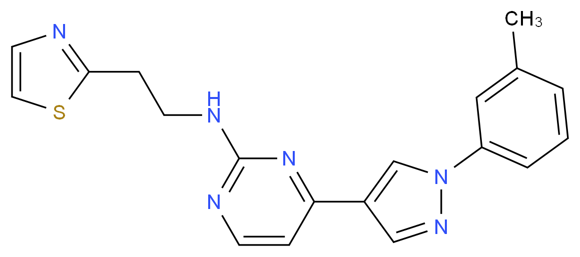 4-[1-(3-methylphenyl)-1H-pyrazol-4-yl]-N-[2-(1,3-thiazol-2-yl)ethyl]-2-pyrimidinamine_Molecular_structure_CAS_)