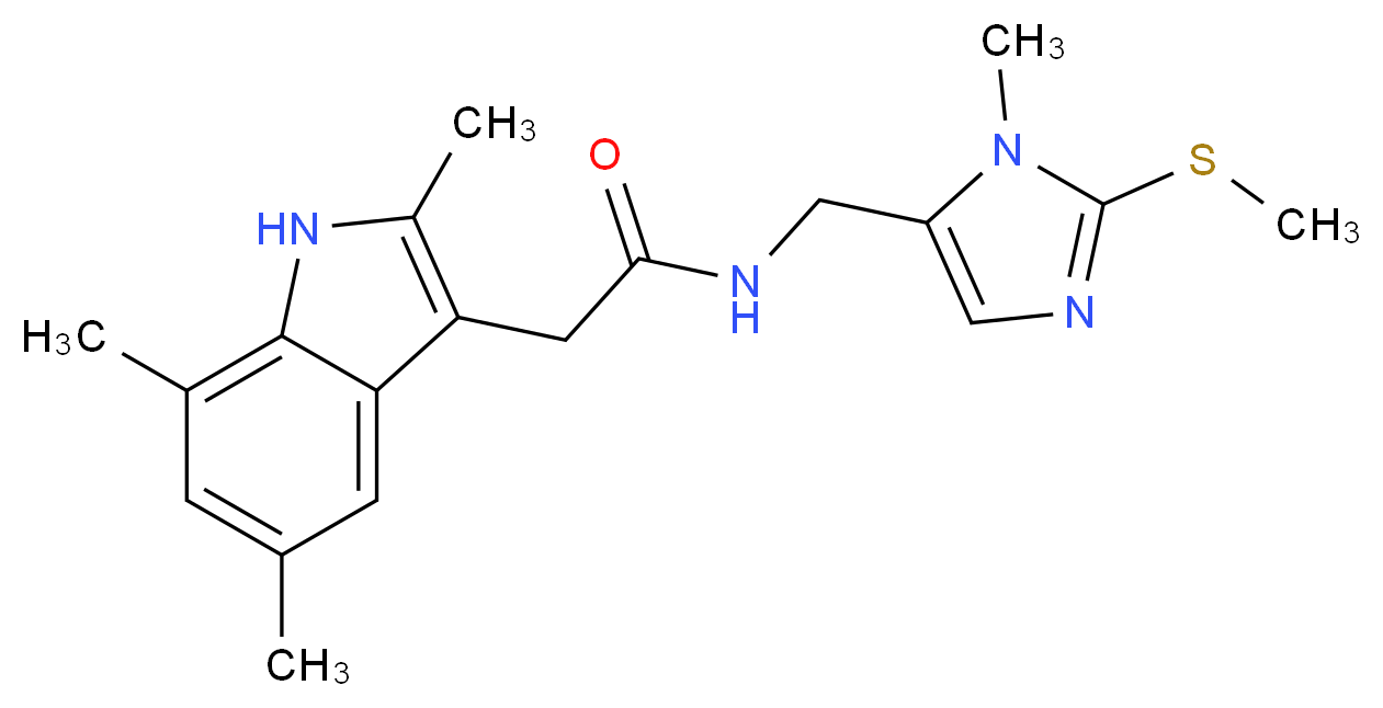 N-{[1-methyl-2-(methylthio)-1H-imidazol-5-yl]methyl}-2-(2,5,7-trimethyl-1H-indol-3-yl)acetamide_Molecular_structure_CAS_)