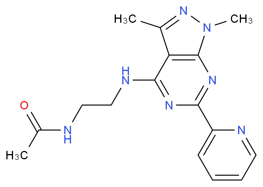 N-(2-{[1,3-dimethyl-6-(2-pyridinyl)-1H-pyrazolo[3,4-d]pyrimidin-4-yl]amino}ethyl)acetamide_Molecular_structure_CAS_)