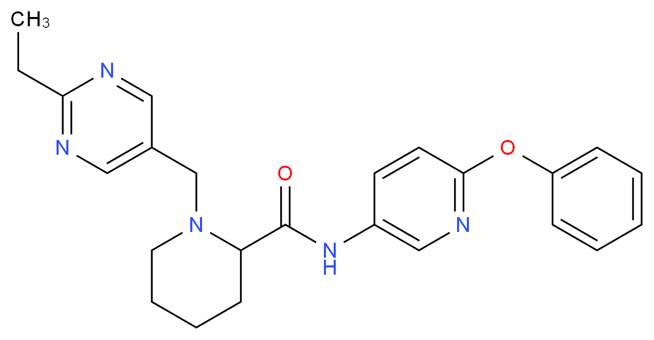 1-[(2-ethyl-5-pyrimidinyl)methyl]-N-(6-phenoxy-3-pyridinyl)-2-piperidinecarboxamide_Molecular_structure_CAS_)