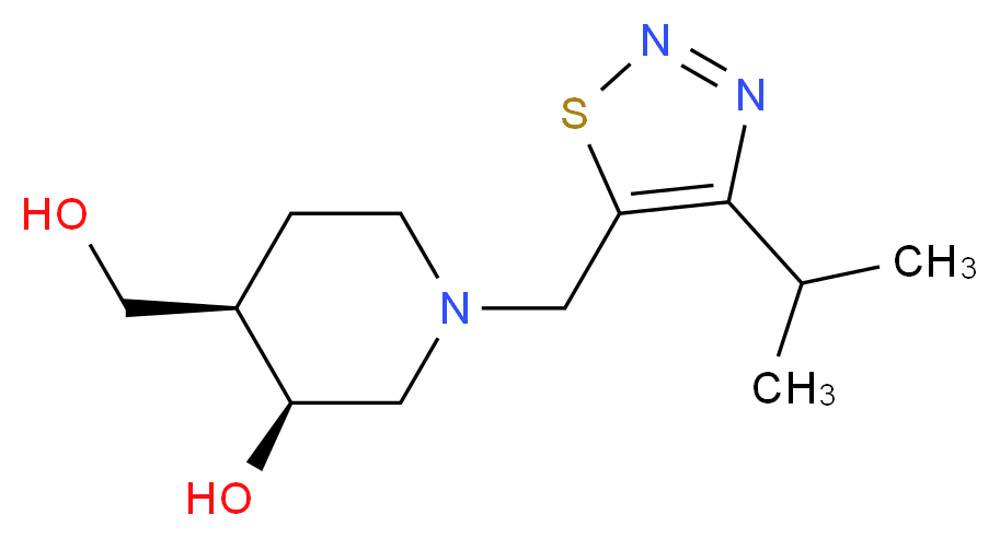 (3S*,4R*)-4-(hydroxymethyl)-1-[(4-isopropyl-1,2,3-thiadiazol-5-yl)methyl]-3-piperidinol_Molecular_structure_CAS_)