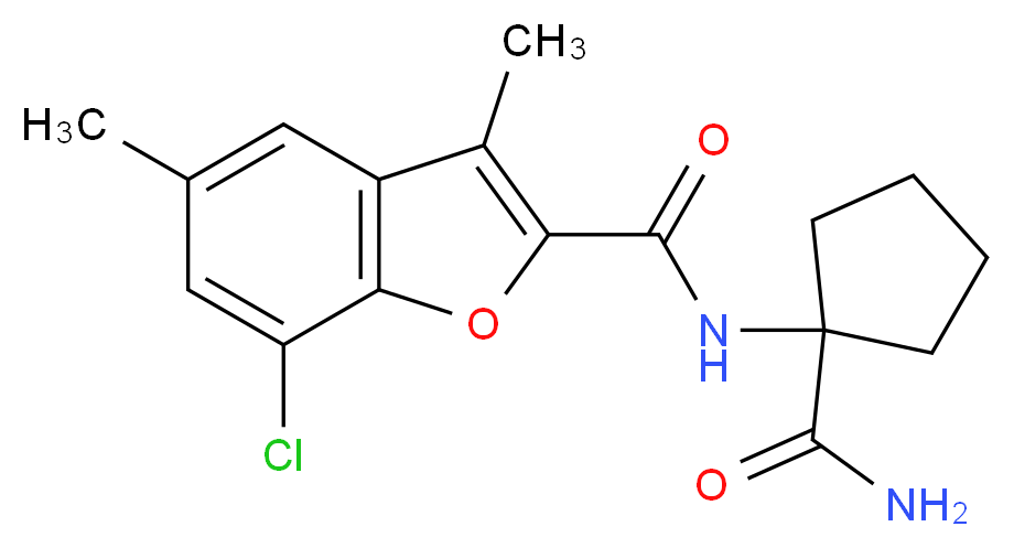 N-[1-(aminocarbonyl)cyclopentyl]-7-chloro-3,5-dimethyl-1-benzofuran-2-carboxamide_Molecular_structure_CAS_)