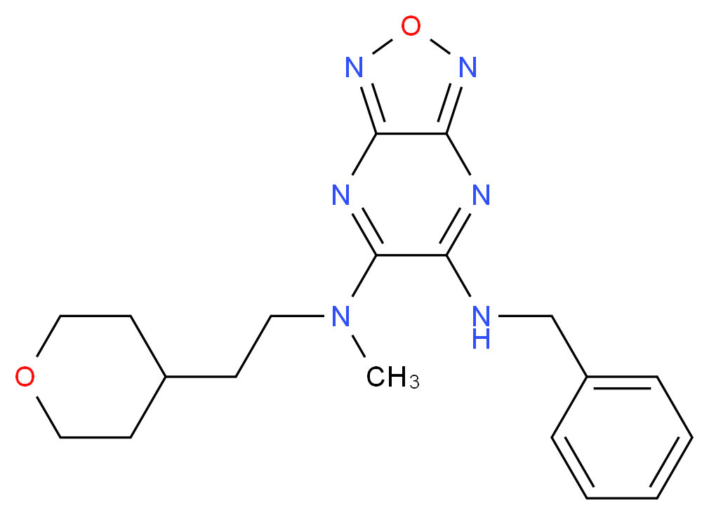 N'-benzyl-N-methyl-N-[2-(tetrahydro-2H-pyran-4-yl)ethyl][1,2,5]oxadiazolo[3,4-b]pyrazine-5,6-diamine_Molecular_structure_CAS_)
