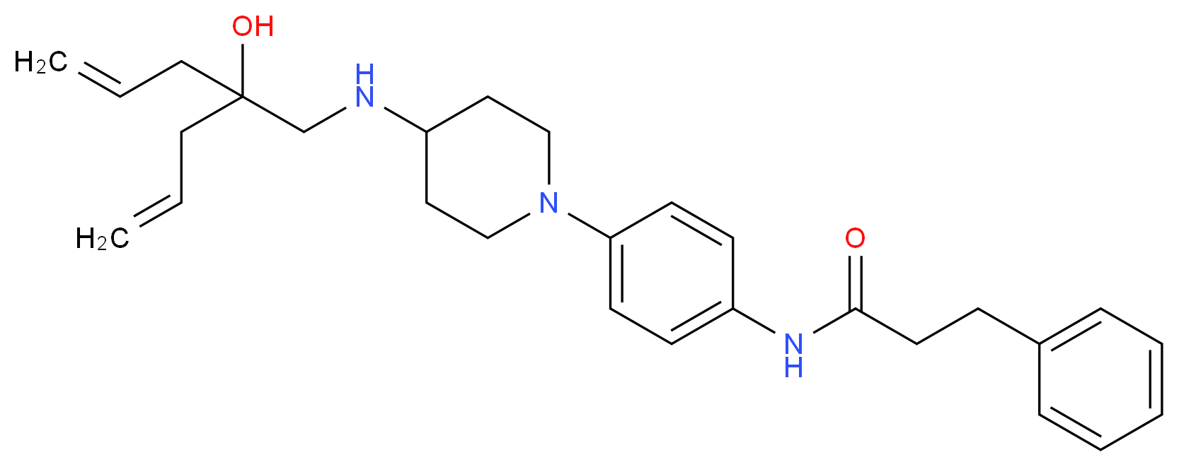 N-(4-{4-[(2-allyl-2-hydroxy-4-penten-1-yl)amino]-1-piperidinyl}phenyl)-3-phenylpropanamide_Molecular_structure_CAS_)