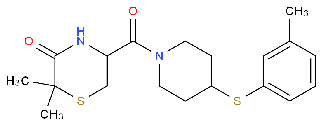 2,2-dimethyl-5-({4-[(3-methylphenyl)thio]-1-piperidinyl}carbonyl)-3-thiomorpholinone_Molecular_structure_CAS_)