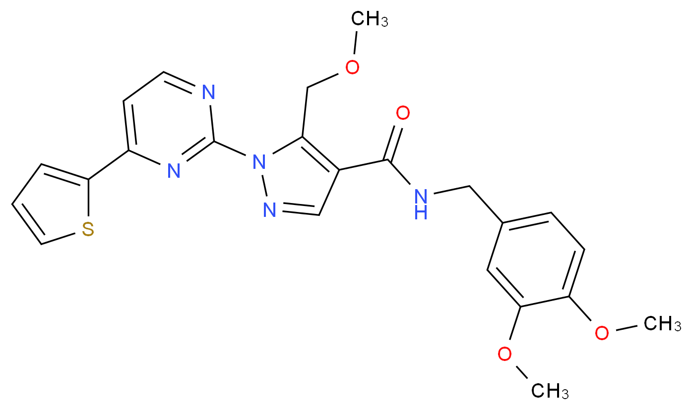 N-(3,4-dimethoxybenzyl)-5-(methoxymethyl)-1-[4-(2-thienyl)-2-pyrimidinyl]-1H-pyrazole-4-carboxamide_Molecular_structure_CAS_)