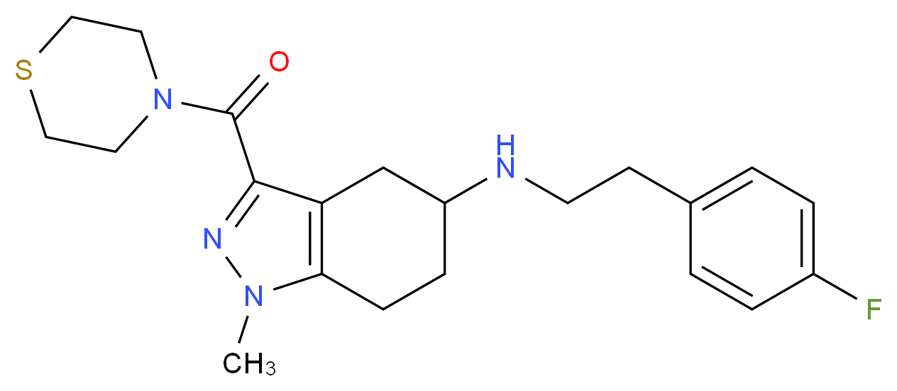 N-[2-(4-fluorophenyl)ethyl]-1-methyl-3-(4-thiomorpholinylcarbonyl)-4,5,6,7-tetrahydro-1H-indazol-5-amine_Molecular_structure_CAS_)