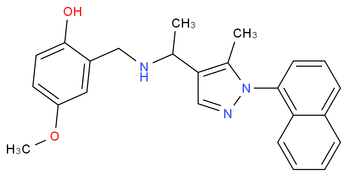 4-methoxy-2-[({1-[5-methyl-1-(1-naphthyl)-1H-pyrazol-4-yl]ethyl}amino)methyl]phenol_Molecular_structure_CAS_)