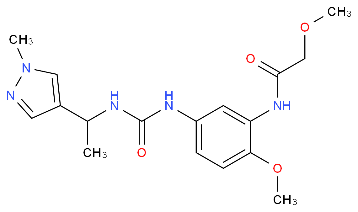 2-methoxy-N-{2-methoxy-5-[({[1-(1-methyl-1H-pyrazol-4-yl)ethyl]amino}carbonyl)amino]phenyl}acetamide_Molecular_structure_CAS_)