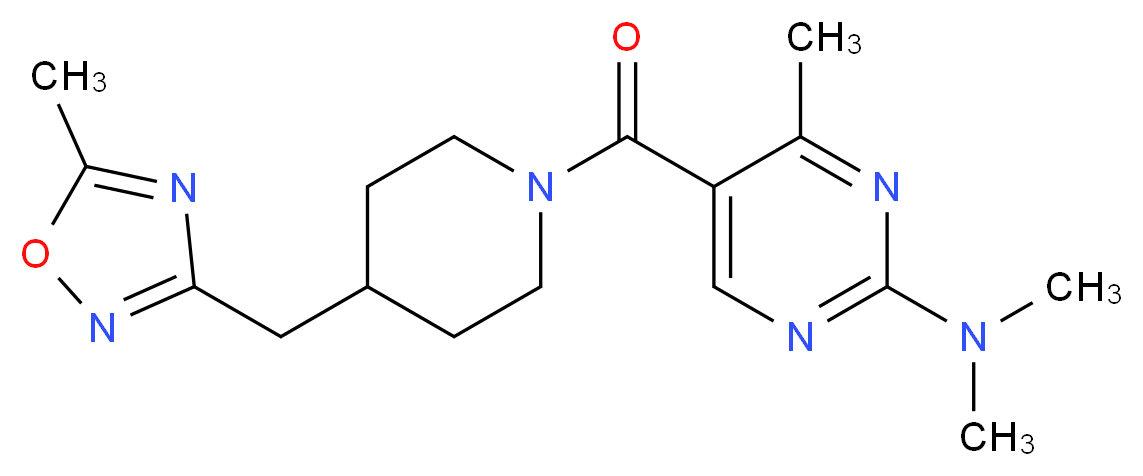 N,N,4-trimethyl-5-({4-[(5-methyl-1,2,4-oxadiazol-3-yl)methyl]-1-piperidinyl}carbonyl)-2-pyrimidinamine_Molecular_structure_CAS_)