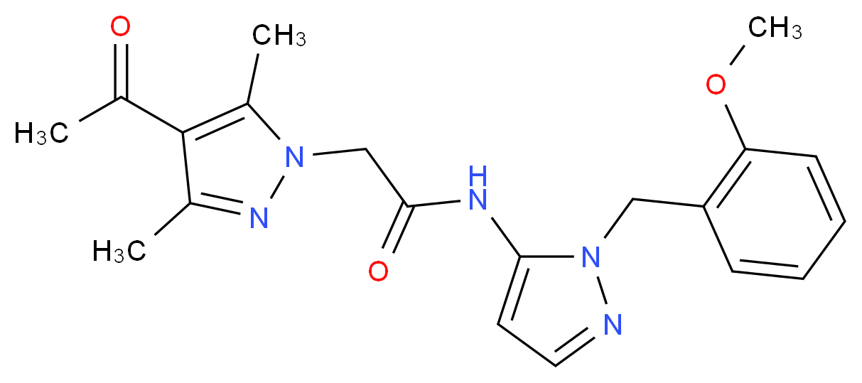 2-(4-acetyl-3,5-dimethyl-1H-pyrazol-1-yl)-N-[1-(2-methoxybenzyl)-1H-pyrazol-5-yl]acetamide_Molecular_structure_CAS_)