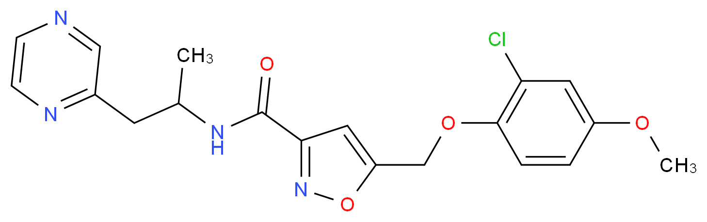 5-[(2-chloro-4-methoxyphenoxy)methyl]-N-[1-methyl-2-(2-pyrazinyl)ethyl]-3-isoxazolecarboxamide_Molecular_structure_CAS_)
